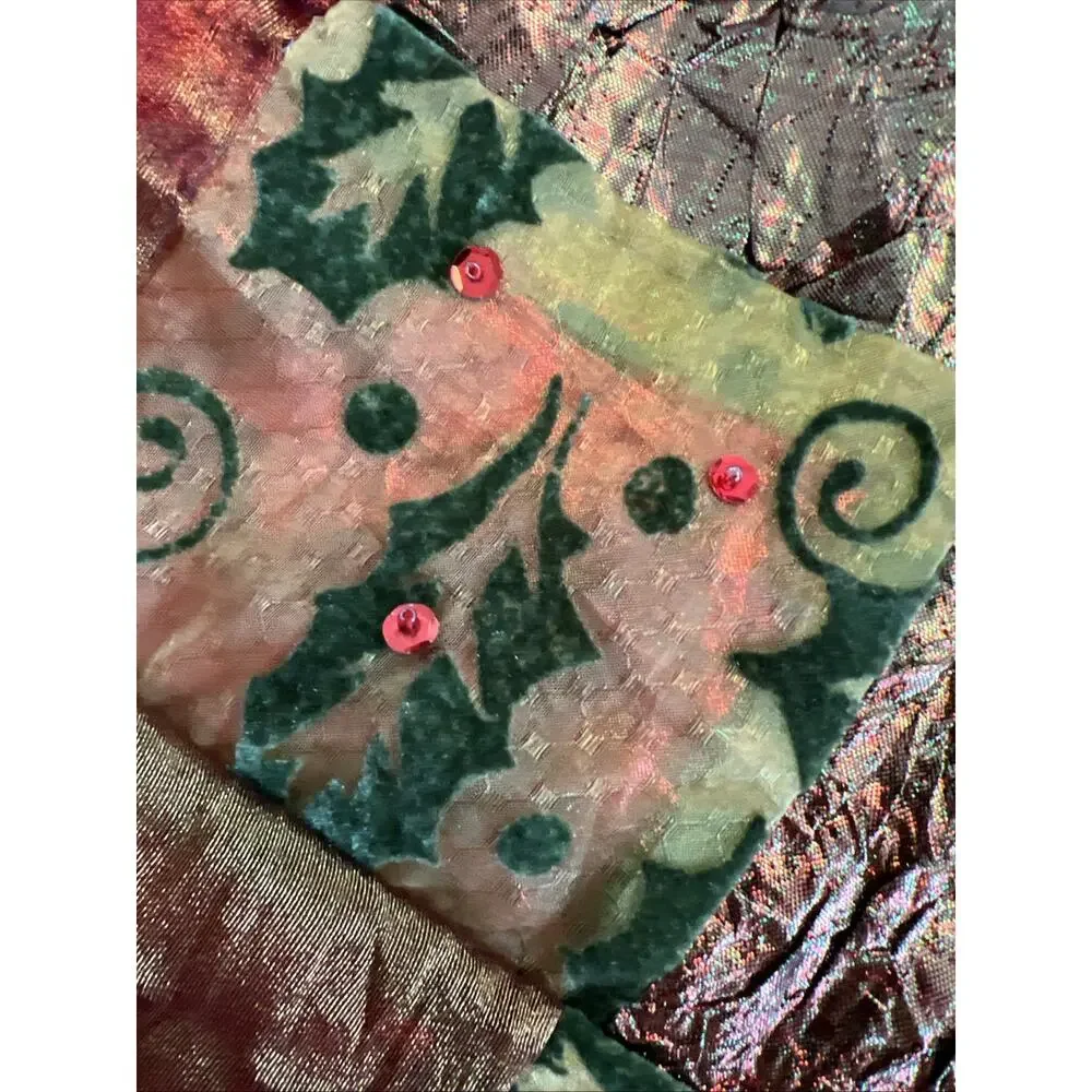 Dept 56 Christmas Table Runner Patchwork Tassels Holiday 70” Department 56